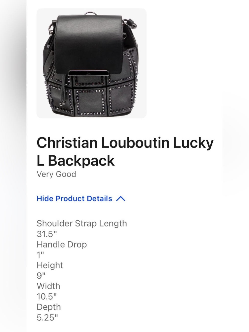 Christian Louboutin Black Studded Leather Backpack - Picture 9 of 9